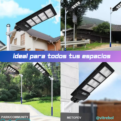 Lampara con panel solar grande 400 W - Potente y duradera.