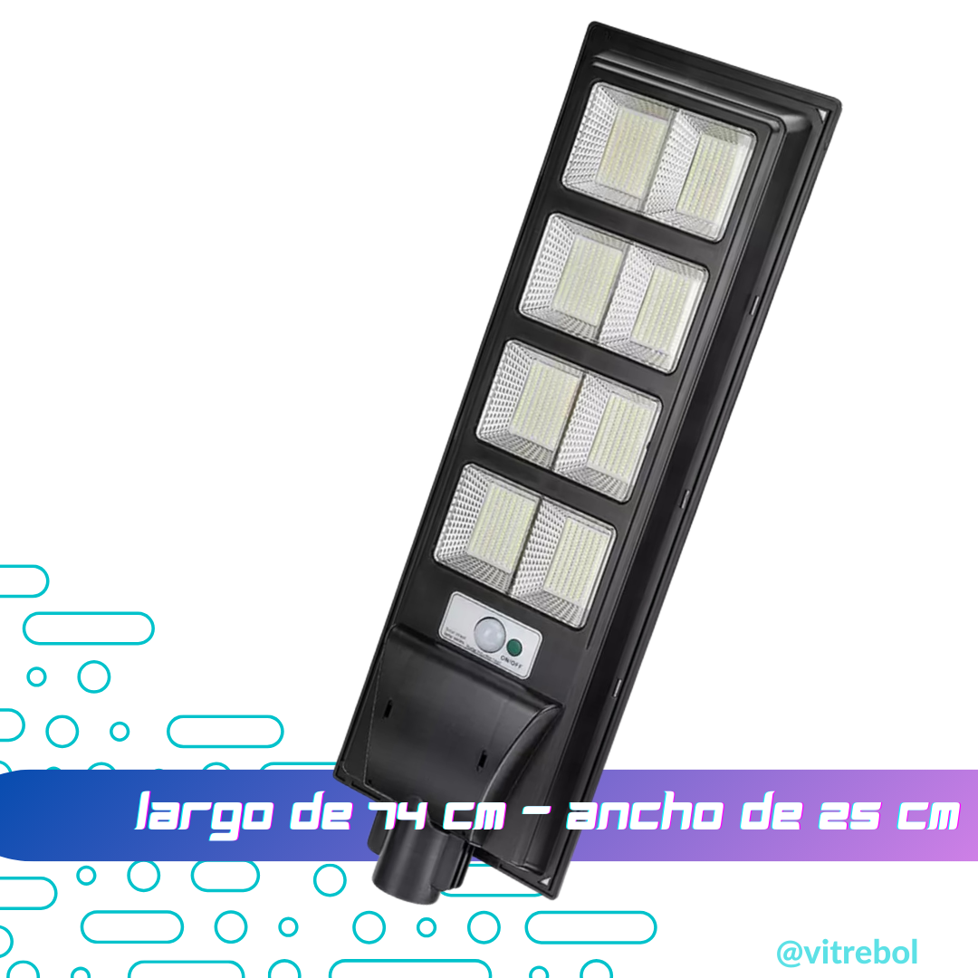 Lampara con panel solar grande 400 W - Potente y duradera.