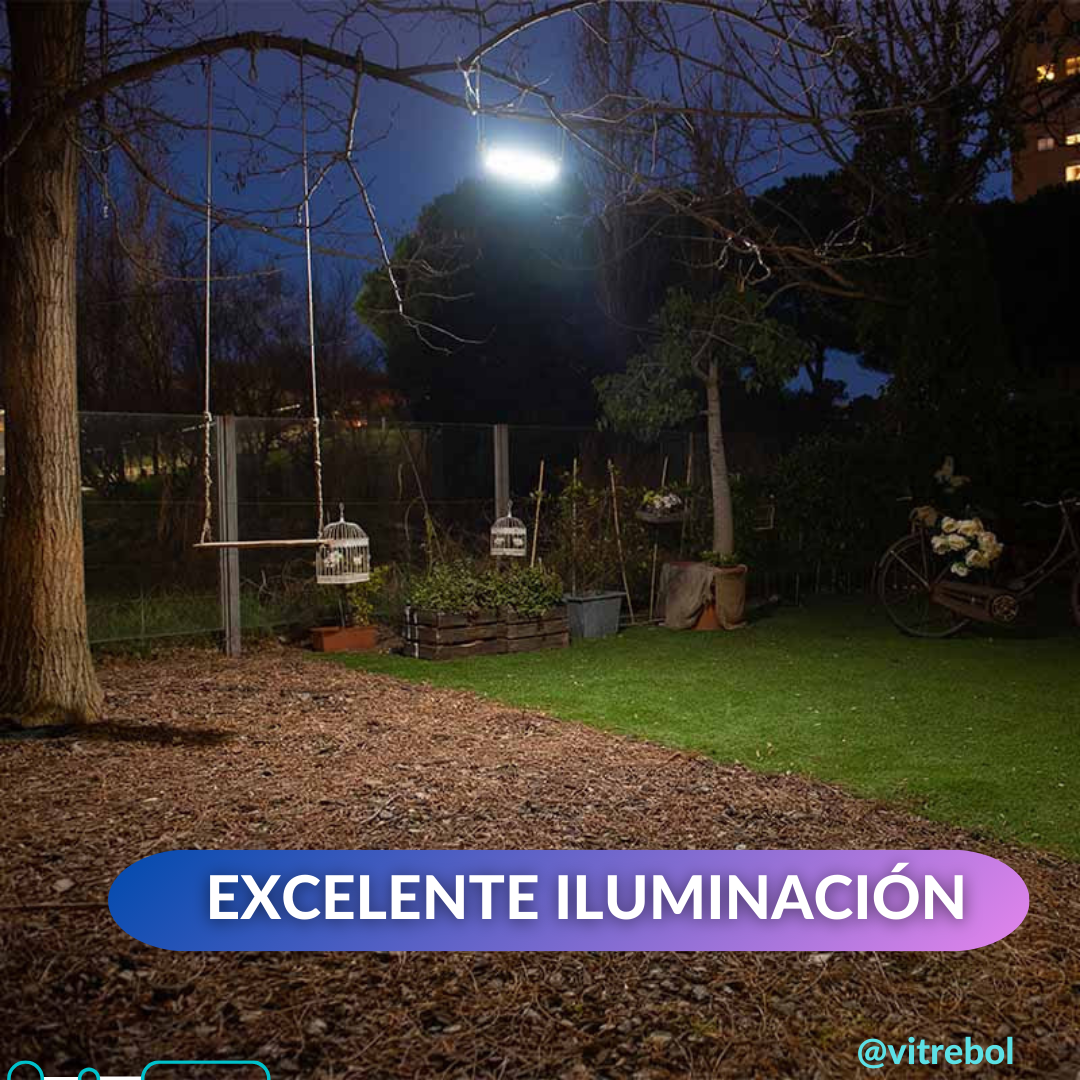 Lampara con panel solar grande 400 W - Potente y duradera.